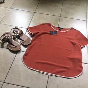 NWT Rust/Cream Forever 21 Woven Top